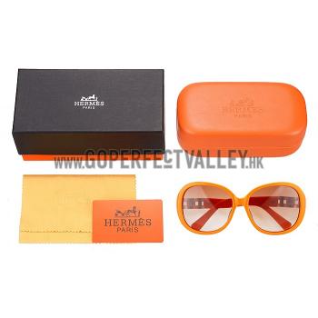 Replica Hermes Oversized Round Frame Orange Sunglasses 308100