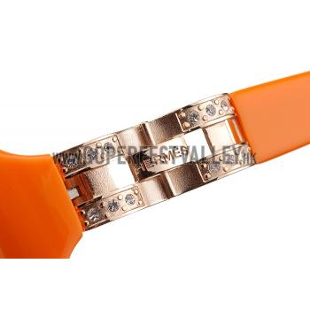 Replica Hermes Oversized Round Frame Orange Sunglasses 308100