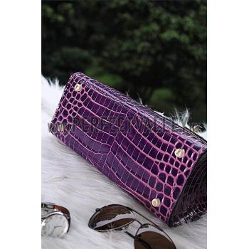 Hermes Kelly 28 Crocodile Leather Purple 608150