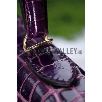 Hermes Kelly 28 Crocodile Leather Purple 608150