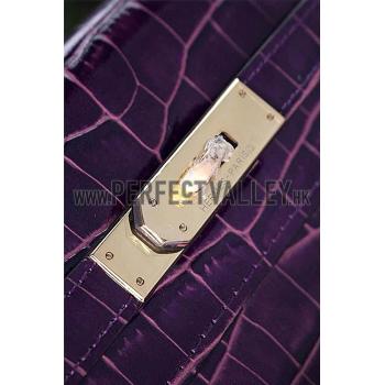 Hermes Kelly 28 Crocodile Leather Purple 608150