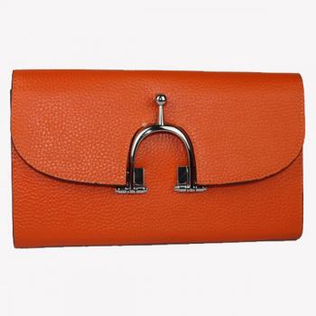 Hermes Wallet H569 Ladies Lambskin Orange