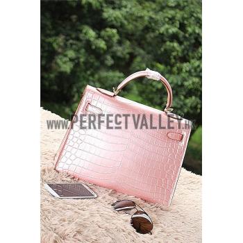 Hermes Kelly 32 Crocodile Leather Pink  608180