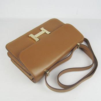 Hermes Constance H020 Cross Body Bag Cow Leather Coffee