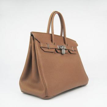 Hermes Original leather 6089A Cow Leather Coffee Handbag