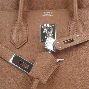 Hermes Original leather 6089A Cow Leather Coffee Handbag