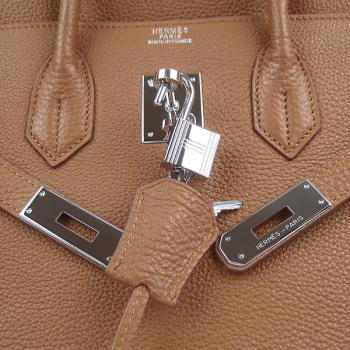 Hermes Original leather 6089A Cow Leather Coffee Handbag