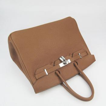 Hermes Original leather 6089A Cow Leather Coffee Handbag