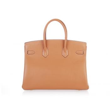 Hermes Original leather HB35 Handbag Lambskin Coffee Replica