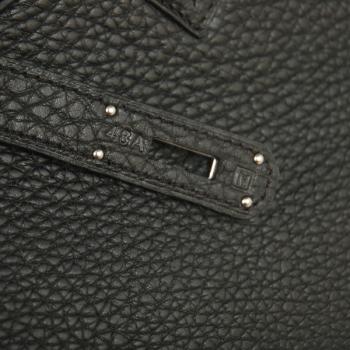 Hermes Original leather HB35 Handbag Snake Leather Black