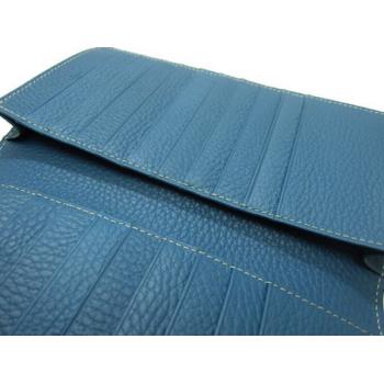 Hermes Wallet H1125 Wallet Cow Leather Blue