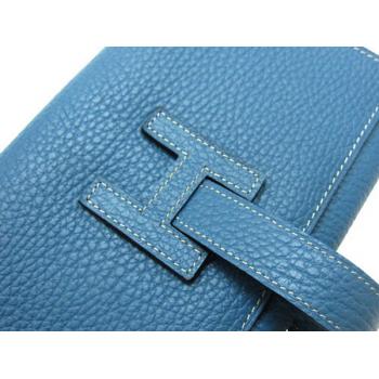 Hermes Wallet H1125 Wallet Cow Leather Blue