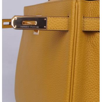 Replica Hermes Kelly H1043 Cow Leather Yellow Handbag