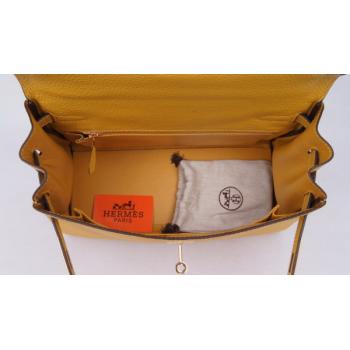 Replica Hermes Kelly H1043 Cow Leather Yellow Handbag