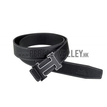 Hermes Large H Buckle Black Belt