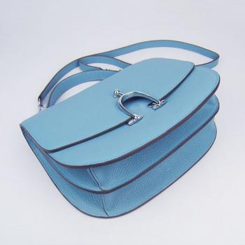 Hermes Stirrup bag 8088 2way Lambskin Blue Replica