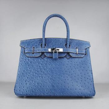 Hermes Birkin 6088 Ladies Handbag Blue -b1