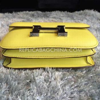 Hermes Constance Genuine Leather Yellow Bag Replica