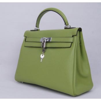 Hermes Kelly H1043 Ladies Cow Leather Green Handbag Replica