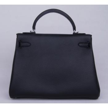 Hermes Kelly H1043 Ladies Cow Leather Black Handbag