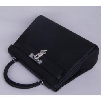 Hermes Kelly H1043 Ladies Cow Leather Black Handbag