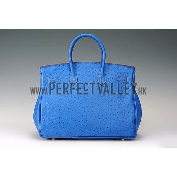 Hermes Birkin 35 Blue Ostrich Leather 607483