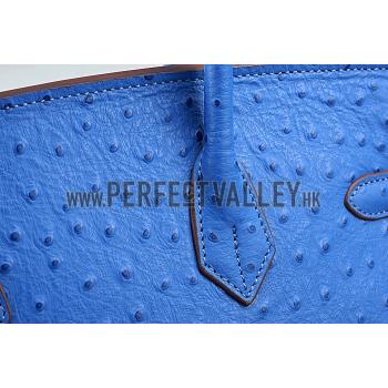 Hermes Birkin 35 Blue Ostrich Leather 607483