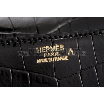 Hermes Medor Crocodile Leather Black Clutch 18926677