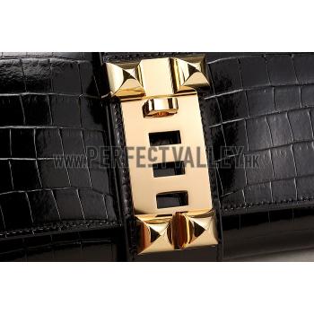 Hermes Medor Crocodile Leather Black Clutch 18926677