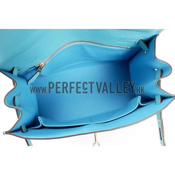 Replica Hermes Kelly 28 Blue Jean 608143