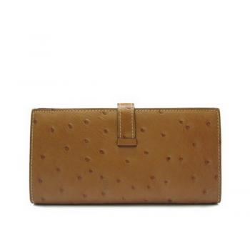 Hermes Wallet H1114 Ostrich Skin Coffee