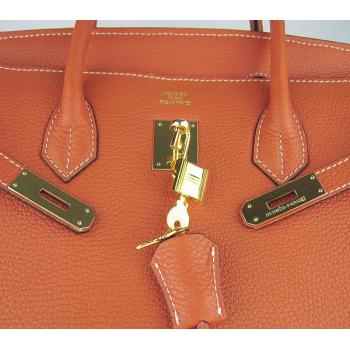 Hermes Birkin 6089 Handbag Cow Leather Orange