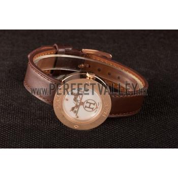 Hermes  MOP Dial Brown Leather Bracelet 801389