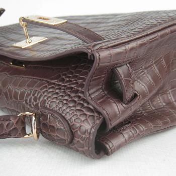 Hermes Kelly 6108 Handbag Crocodile Coffee