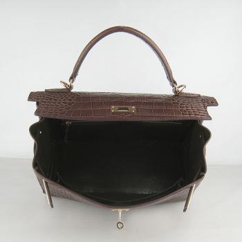 Hermes Kelly 6108 Handbag Crocodile Coffee