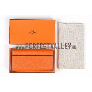 Hermes Fleming Long Wallet Orange 18926960