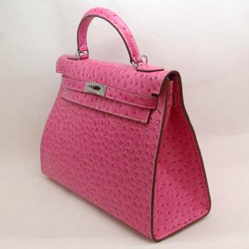 Cheap Hermes Kelly HK32 Ostrich Skin Pink Handbag