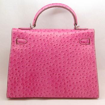 Cheap Hermes Kelly HK32 Ostrich Skin Pink Handbag