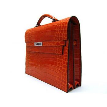 Hermes Briefcases H1053 Unisex Briefcase Orange Handbag