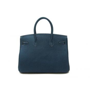 Hermes Original leather HB35 Handbag Cow Leather Blue Replica