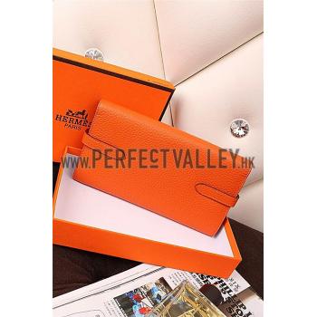 Hermes Kelly Long Wallet Orange 608074