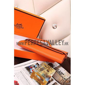 Hermes Kelly Long Wallet Orange 608074