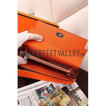 Hermes Kelly Long Wallet Orange 608074