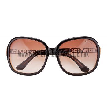 Hermes Large Oversized Brown Frame Sunglasses with Metallic Logo 308103