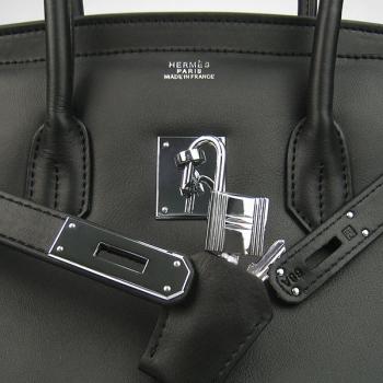 Hermes Original leather 6089 Handbag Lambskin Black