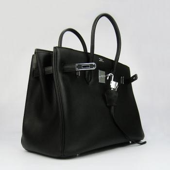 Hermes Original leather 6089 Handbag Lambskin Black