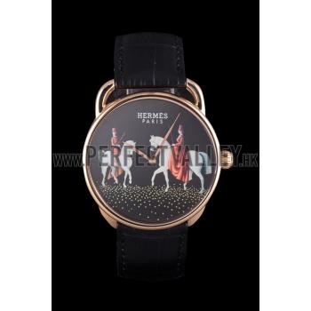 Hermes  Croco Leather Strap Black Dial 801397 Replica