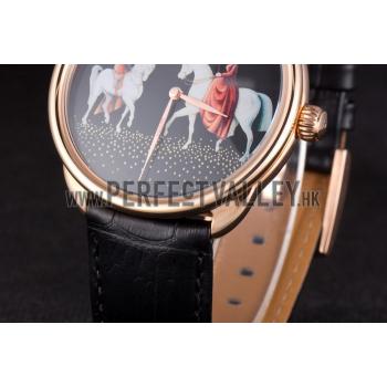 Hermes  Croco Leather Strap Black Dial 801397 Replica