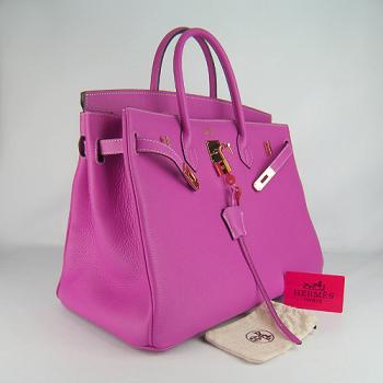 Hermes Birkin 6099 Handbag Cow Leather Purple