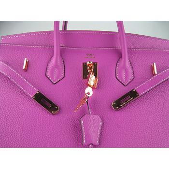 Hermes Birkin 6099 Handbag Cow Leather Purple